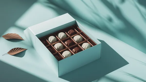 Pastel Chocolate Box Wallpaper - Soft Teal Box with Chocolates - HD Wallpaper, 4k Background Image