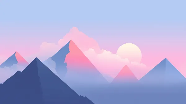 Pastel Sunrise Mountain Landscape - Soft Gradient Pyramids Wallpaper - HD Wallpaper, 4k Background Image