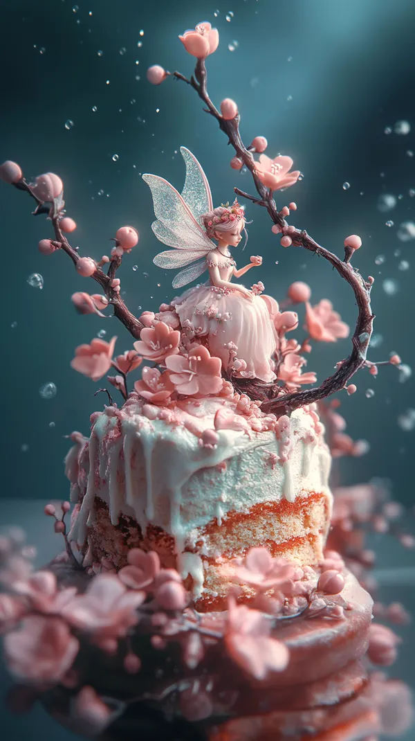 Dreamy Pink Fairy on a Blossom Cake Fantasy Wallpaper - HD Wallpaper, 4k Background Image