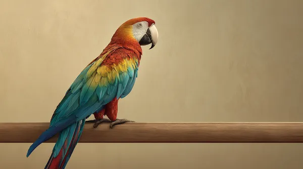 Vibrant Tropical Parrot Wallpaper with Rich Feathers on Wood - HD Wallpaper, 4k Background Image