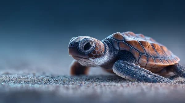 Close-Up Baby Sea Turtle on Sand in Moody Ocean Macro - HD Wallpaper, 4k Background Image