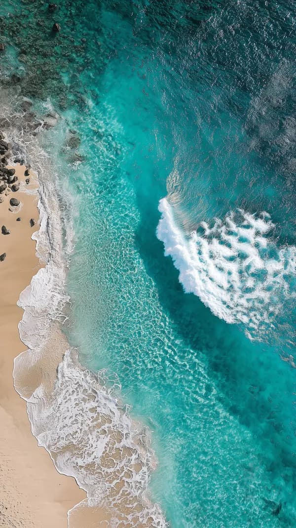 Aerial Turquoise Ocean Meets Golden Sand Beach Wallpaper - HD Wallpaper, 4k Background Image
