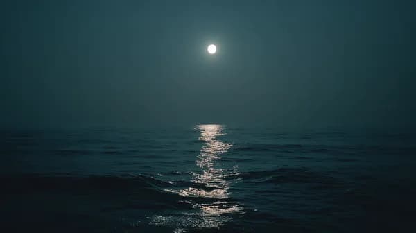 Moonlit Ocean at Night Wallpaper – Calm Blue Seascape - HD Wallpaper, 4k Background Image