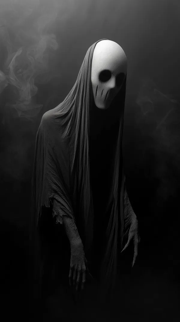 Dark Ghostly Figure in Shrouded Cloak - Eerie Black Wallpaper - HD Wallpaper, 4k Background Image