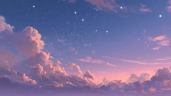 Dreamy Twilight Sky with Stars and Pink Clouds Over a Tranquil Horizon - HD Wallpaper, 4k Background Image