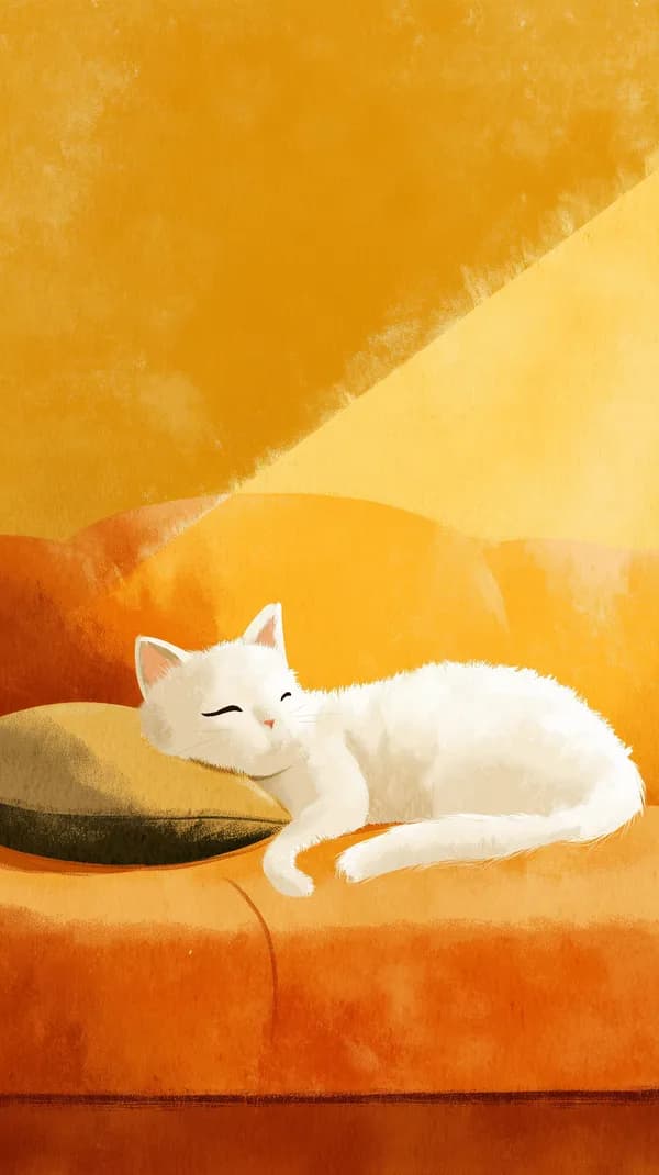 Warm Orange Cat Napping on Cozy Sofa Sunny Wallpaper - HD Wallpaper, 4k Background Image