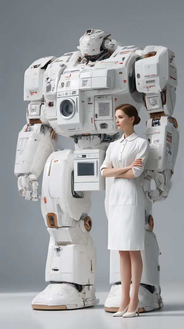 Futuristic White Android and Human Scientist Wallpaper - HD Wallpaper, 4k Background Image