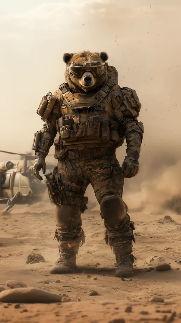 Armored Desert Bear Soldier wallpaper with epic military vibe - HD Wallpaper, 4k Background Image