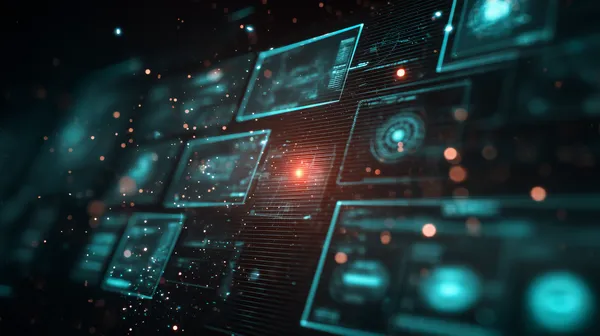 Futuristic Digital Interface Wallpaper with Neon Glows and Panels - HD Wallpaper, 4k Background Image