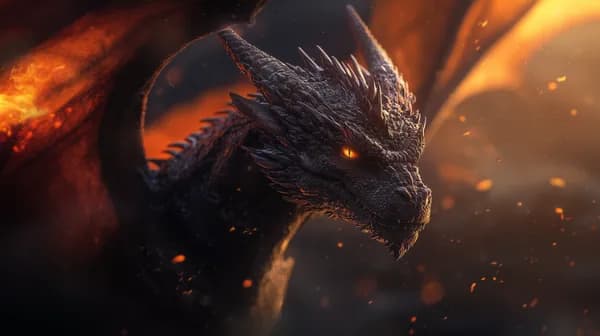 Fiery Dragon Portrait: Dark Scales and Inferno Glow - HD Wallpaper, 4k Background Image