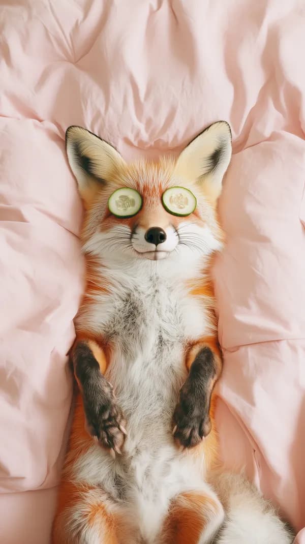 Adorable Fox Lying with Cucumber Eyes on Pink Blanket Wallpaper - HD Wallpaper, 4k Background Image