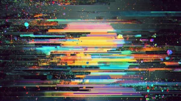 Glitch Neon Sunset Abstract Wallpaper – Vibrant Digital Art - HD Wallpaper, 4k Background Image