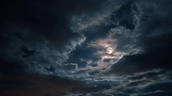 Atmospheric Moonlit Night Sky Wallpaper with Drifting Clouds - HD Wallpaper, 4k Background Image