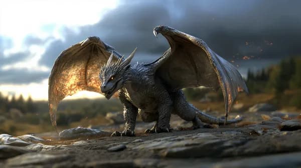 Epic Fantasy Dragon in Dawn Light - Majestic Winged Creature - HD Wallpaper, 4k Background Image