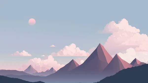 Pastel Mountain Landscape Wallpaper - Calm Dreamy Sky and Peaks - HD Wallpaper, 4k Background Image