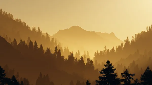 Golden Forest Sunrise Over Mountain Range - Warm Silhouette Wallpaper - HD Wallpaper, 4k Background Image