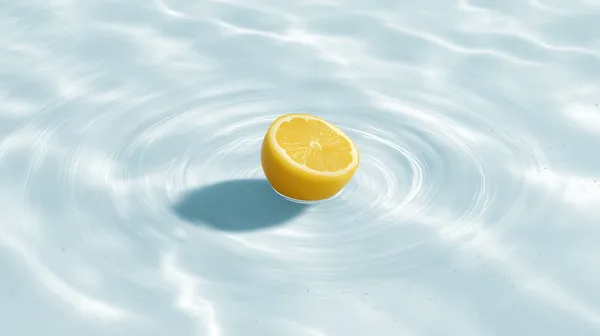 Vibrant Lemon Half Floating in Bright Rippled Aqua Water - HD Wallpaper, 4k Background Image
