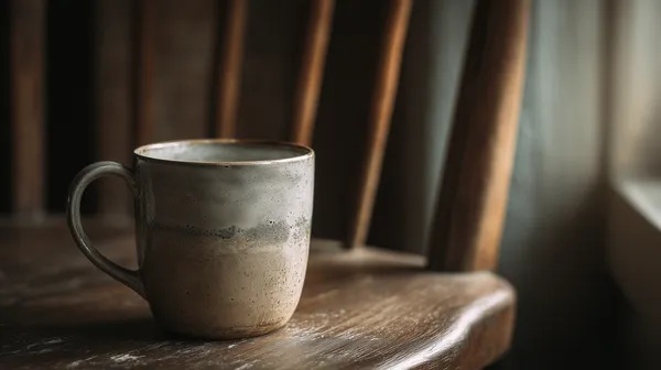 Cozy Rustic Mug on a Wooden Chair in Moody Evening Light - HD Wallpaper, 4k Background Image