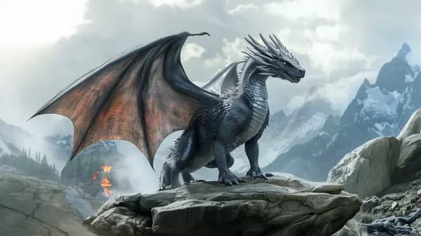 Majestic Mountain Dragon Fantasy Wallpaper for Desktops - HD Wallpaper, 4k Background Image