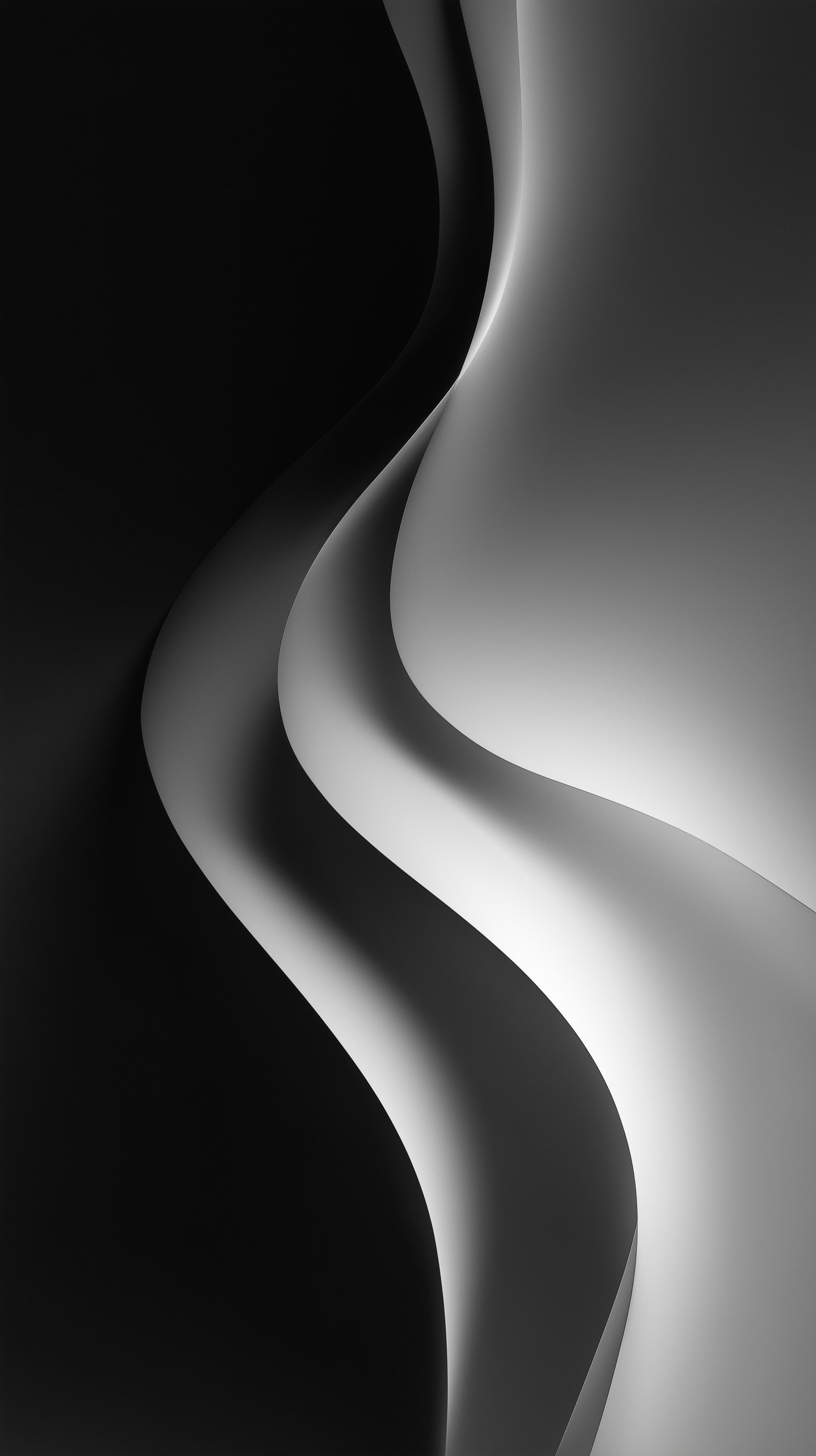 Monochrome Abstract Waves Wallpaper with Curved Silhouettes - High Resolution abstract Wallpaper for Mobile and Desktop
