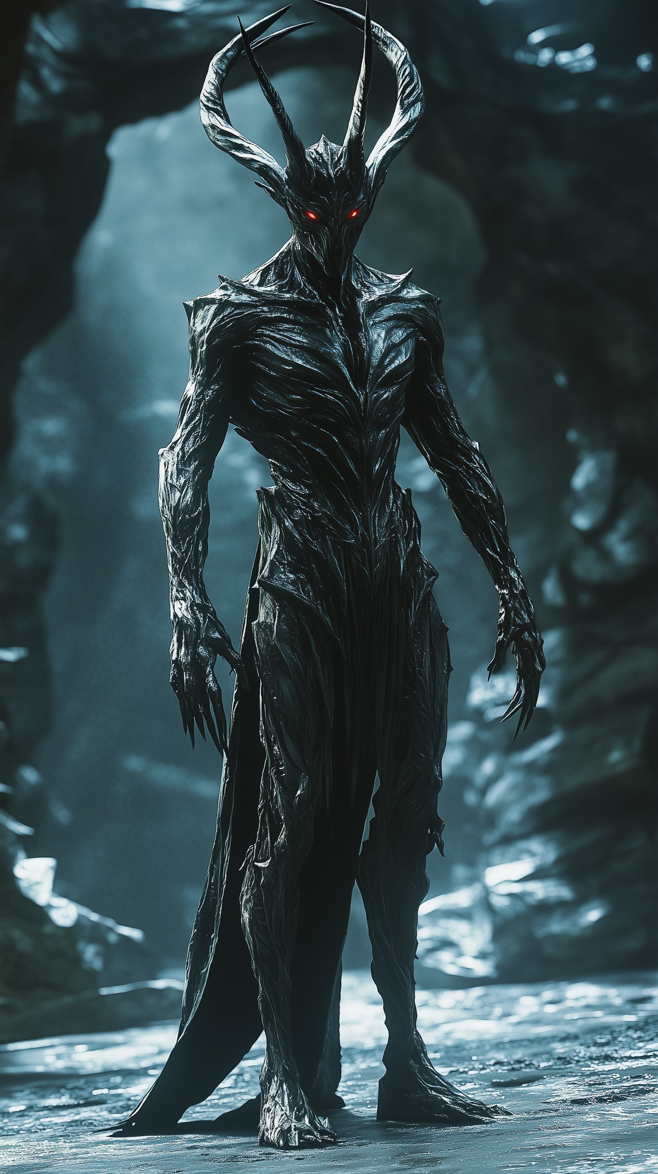 Dark Horned Figure in Spiky Armor — Mythic Wallpaper - High Resolution armored-demon Wallpaper for Mobile and Desktop