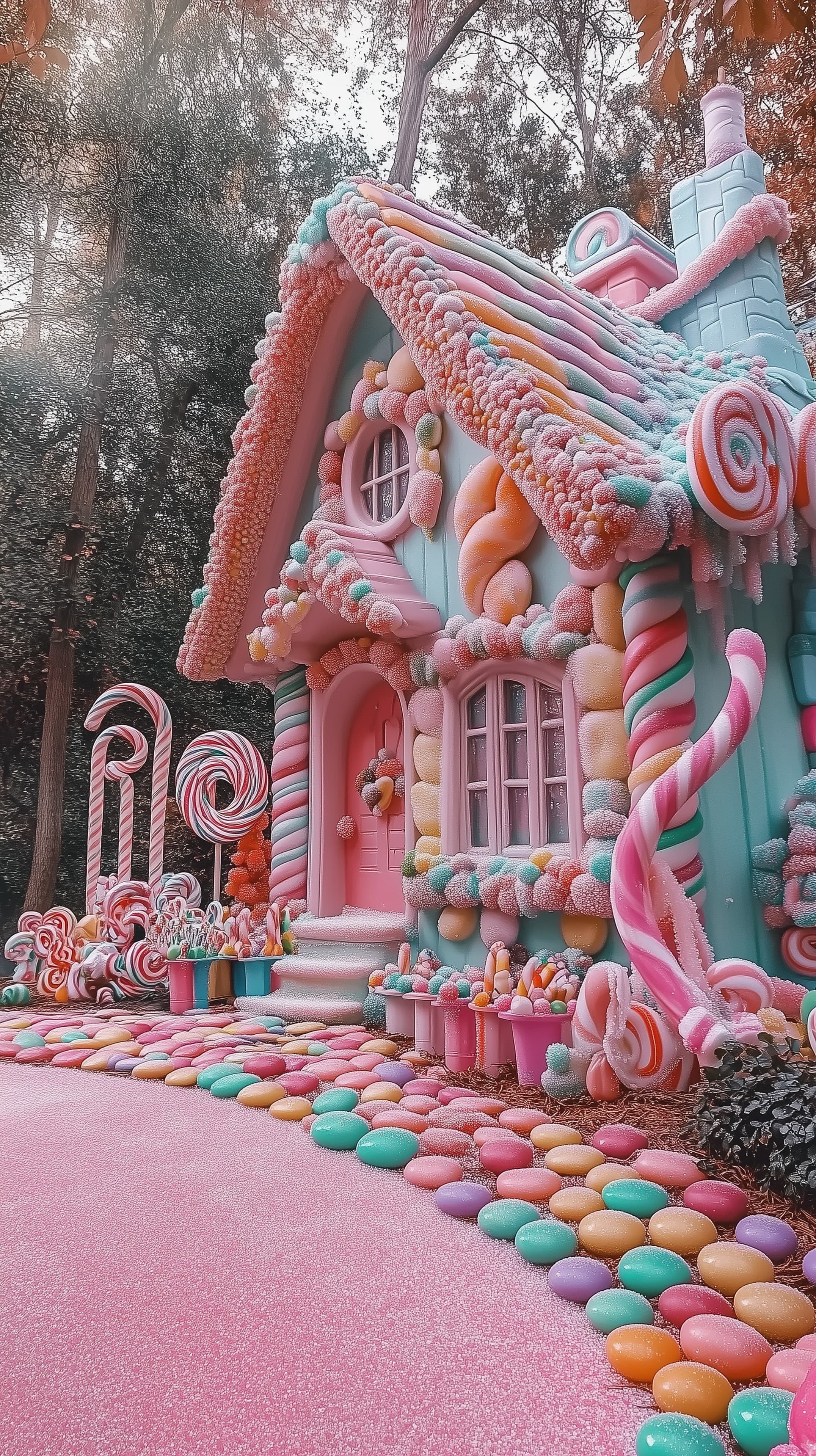 Pastel Candy House in a Dreamy Sugarland Wonderland - High Resolution candy-house Wallpaper for Mobile and Desktop