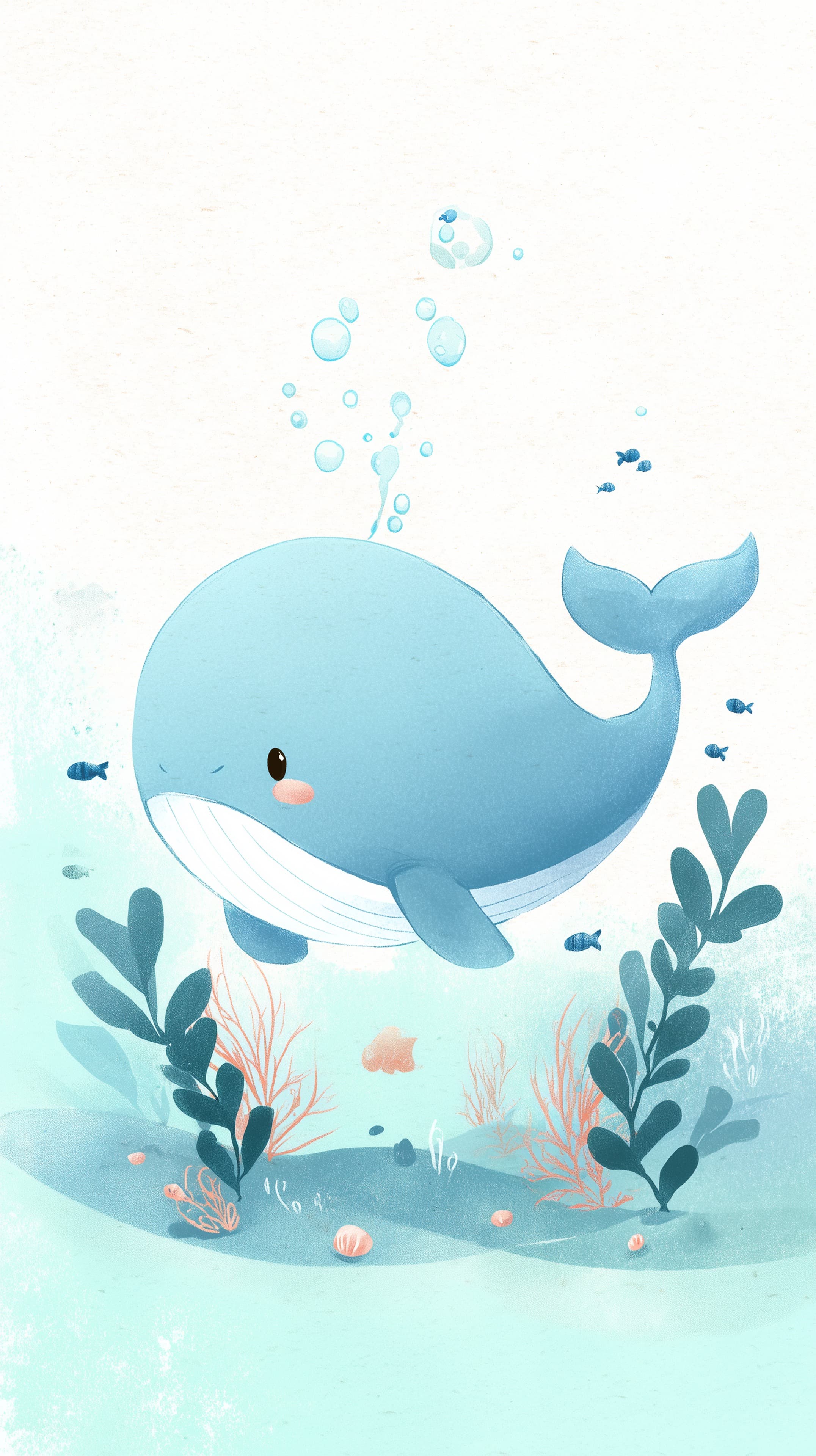 Cute Blue Whale Underwater Wallpaper with Bubbles and Coral - High Resolution blue-whale-wallpaper Wallpaper for Mobile and Desktop