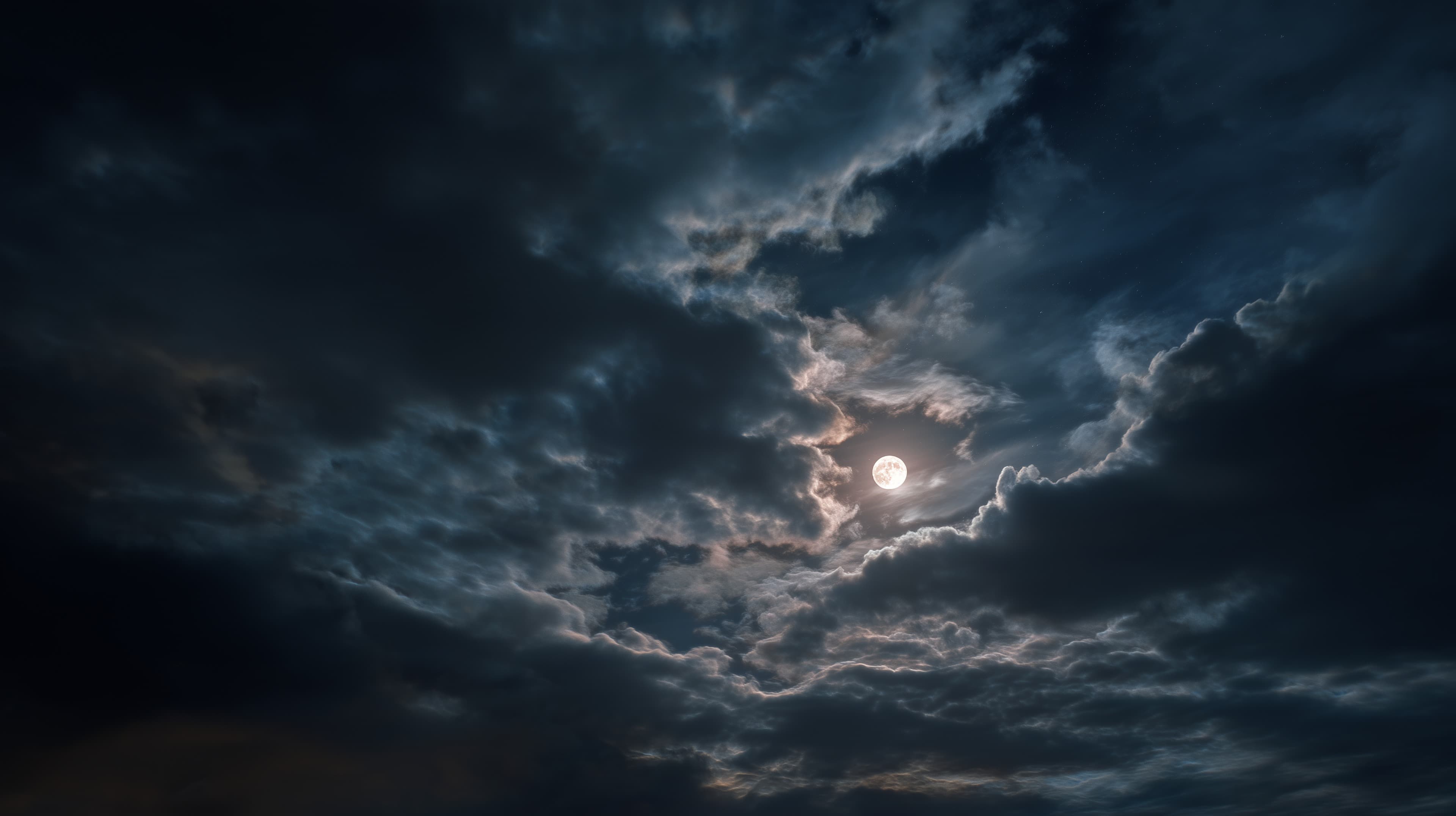 Moonlit Night Cloudscape: Deep Blue Sky Wallpaper with Clouds - High Resolution night-sky Wallpaper for Mobile and Desktop