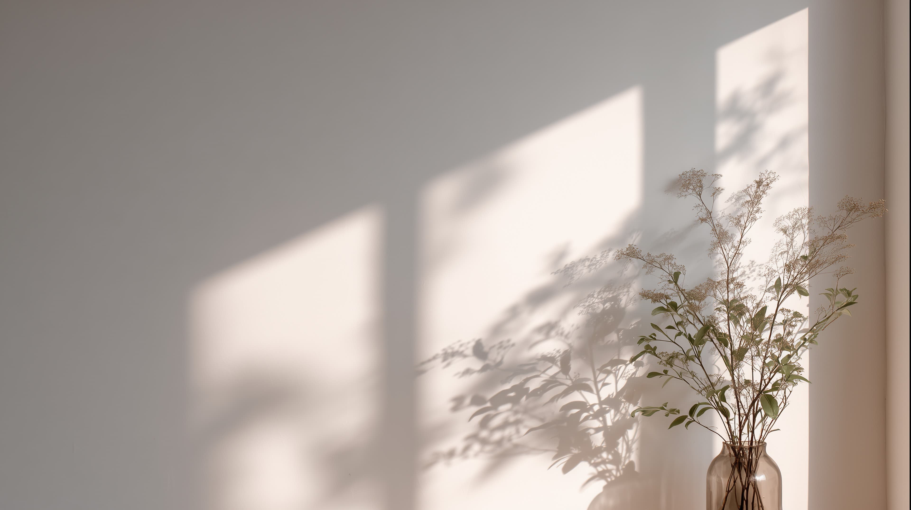 Soft Morning Light: Vase with Dried Flowers Wall Art - High Resolution calm-interior Wallpaper for Mobile and Desktop