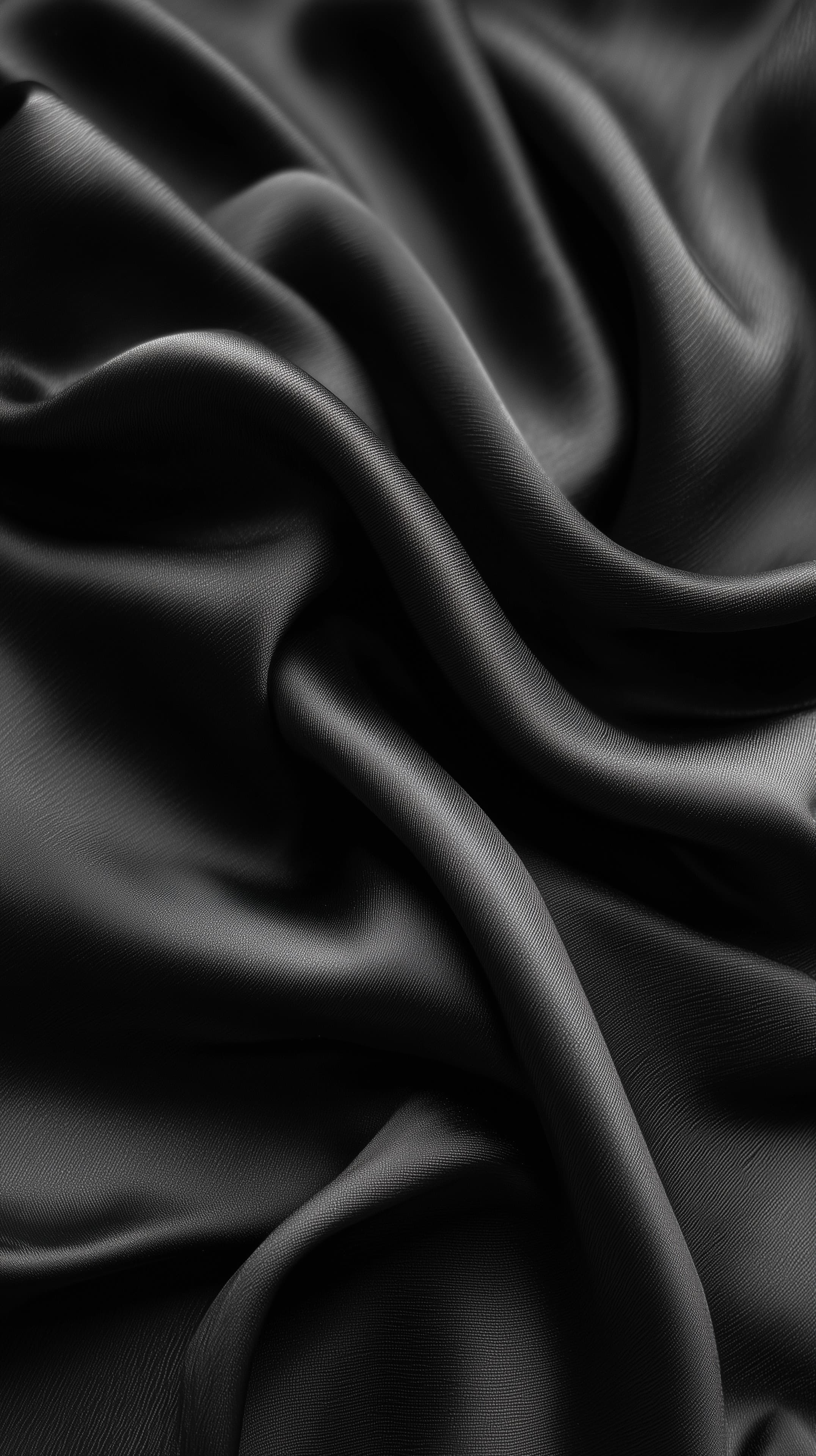 Black Satin Fabric Texture Wallpaper - Smooth Silk Drapery - High Resolution black Wallpaper for Mobile and Desktop