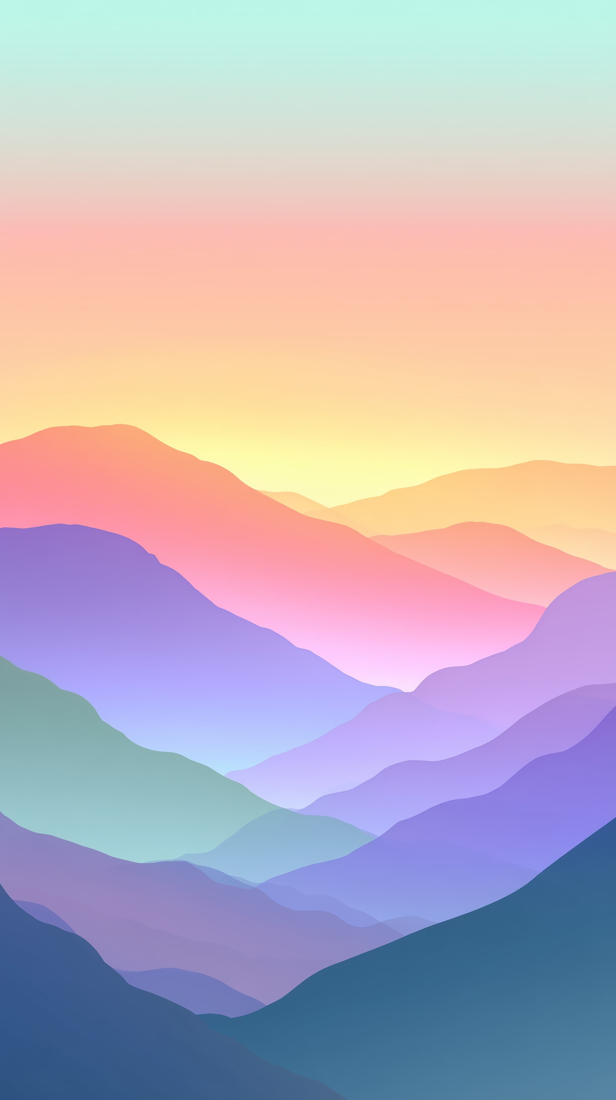 Pastel Mountain Ridge Gradient Landscape Wallpaper for Calm Walls - High Resolution abstract Wallpaper for Mobile and Desktop