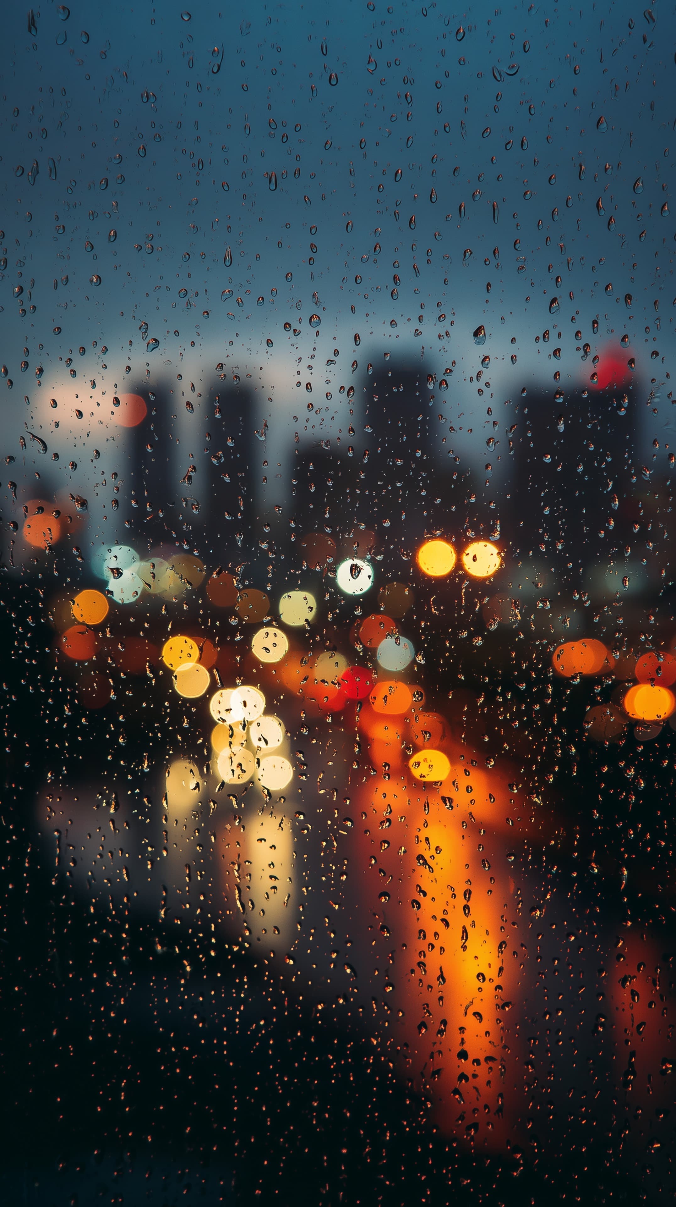 Rainy Window Bokeh City Lights Wallpaper with Glass Droplets - High Resolution bokeh Wallpaper for Mobile and Desktop
