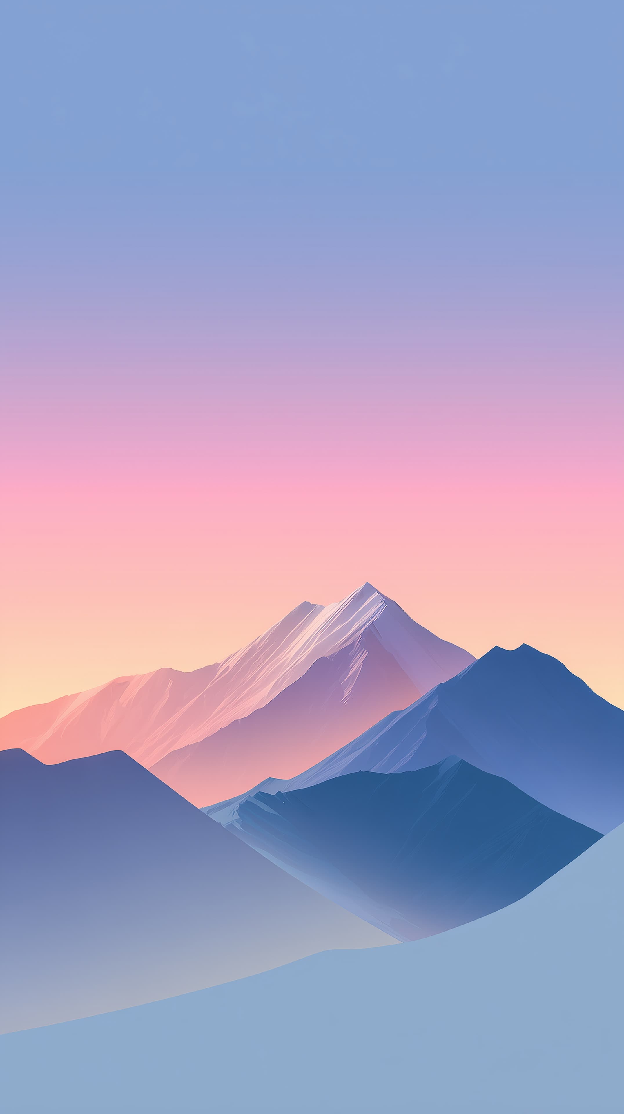 Pastel Sunrise Mountain Landscape - Minimalist Wallpaper - High Resolution blue-pink-sunset-sky Wallpaper for Mobile and Desktop
