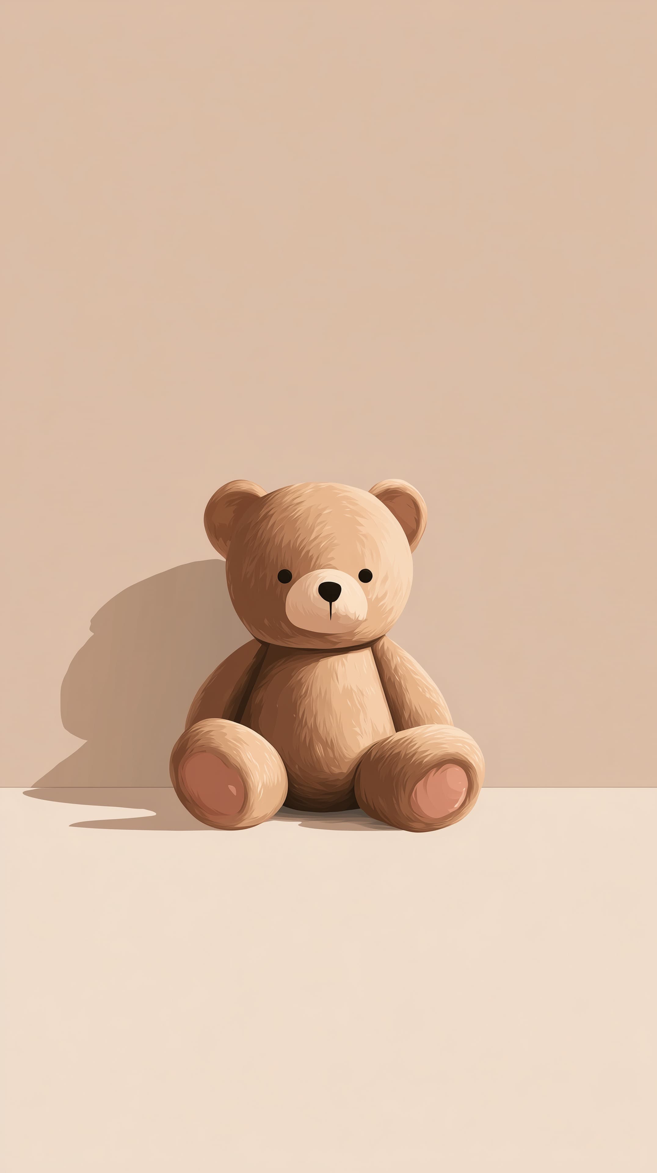 Soft Beige Teddy Bear Wallpaper for Cozy, Calming Rooms - High Resolution beige-background Wallpaper for Mobile and Desktop