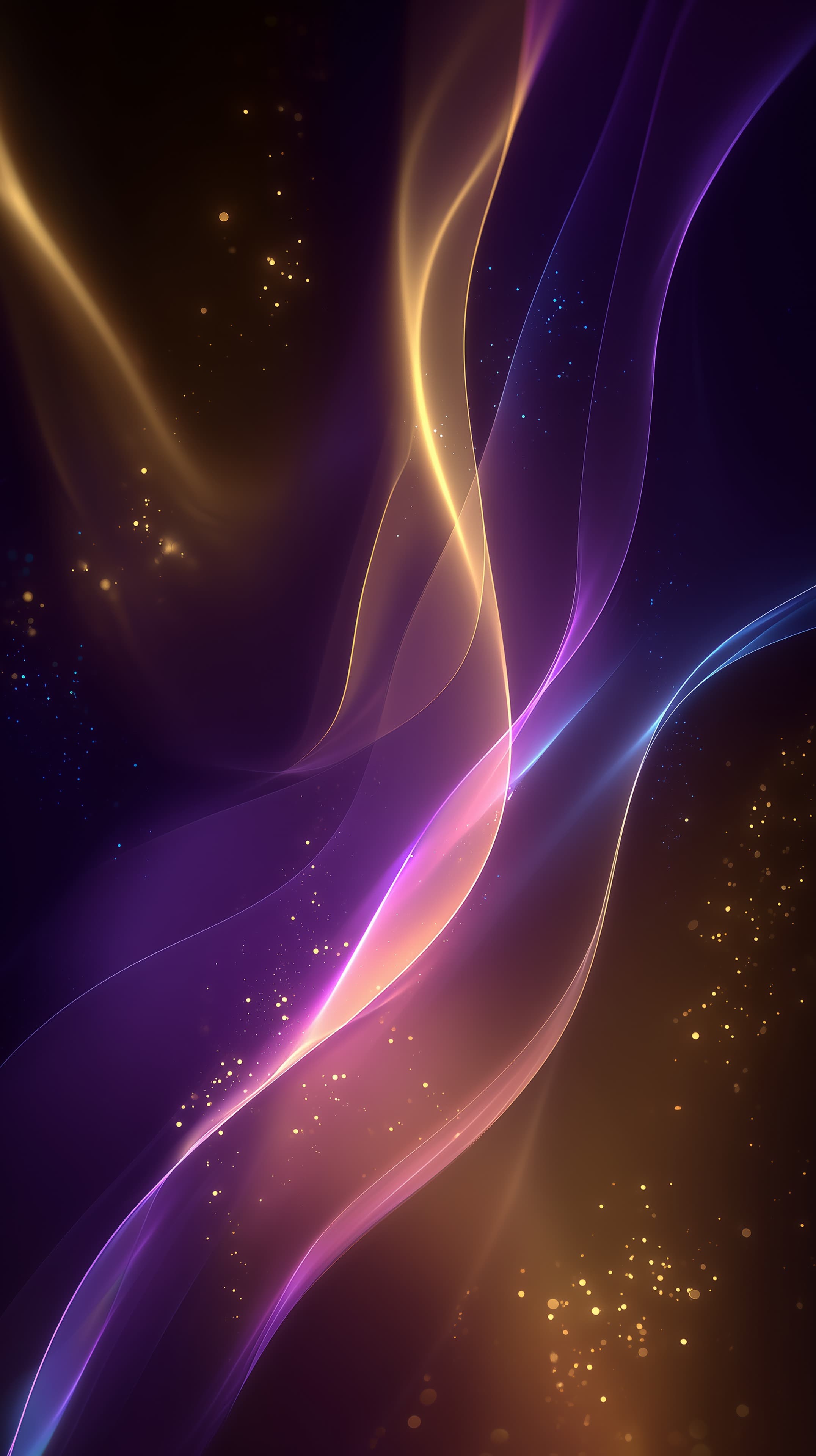 Abstract Neon Light Ribbons in Purple and Gold Wallpaper - High Resolution abstract Wallpaper for Mobile and Desktop