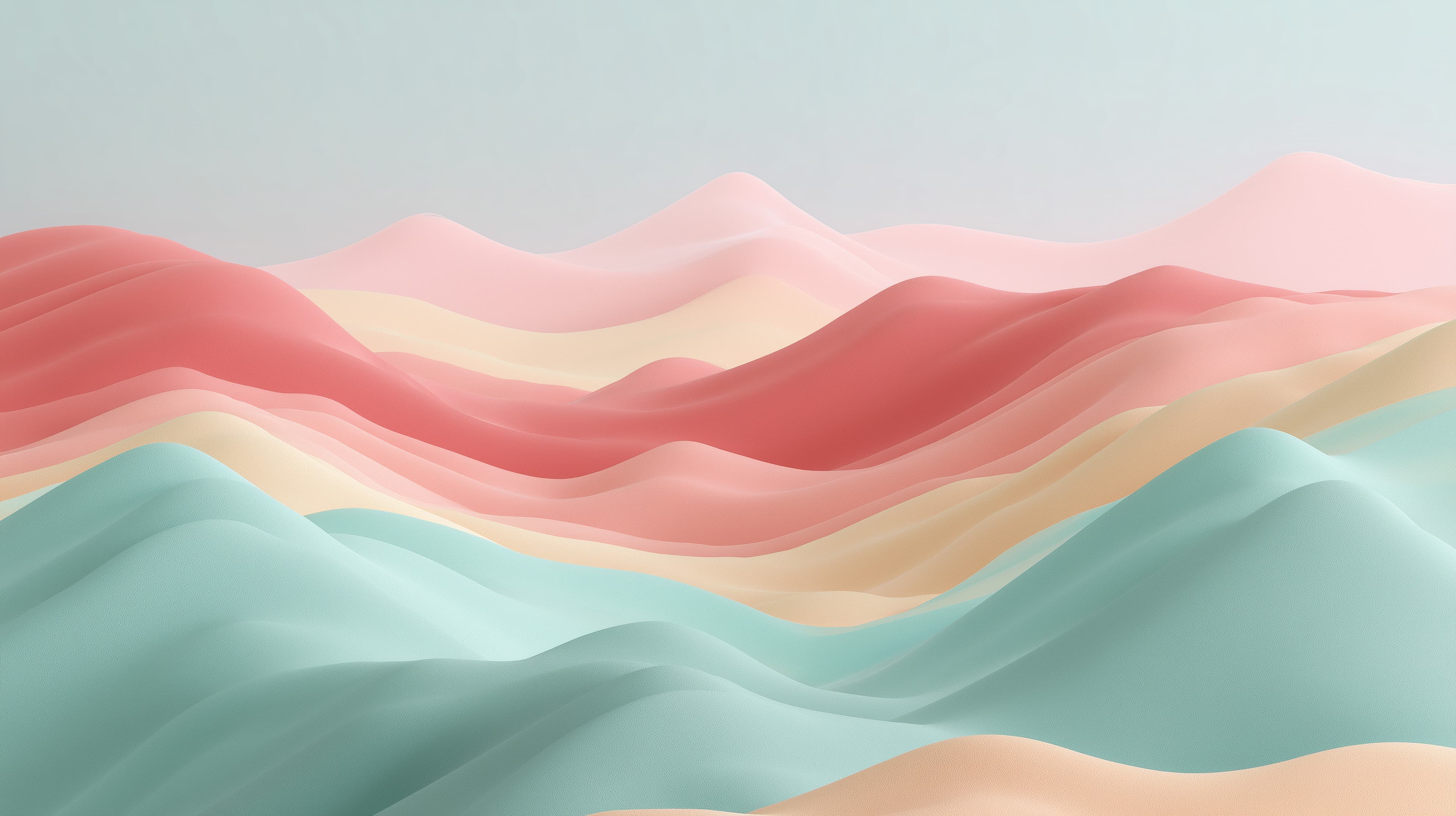 Pastel Dreamscape Waves - Soft Abstract Hills Wallpaper - High Resolution abstract-landscape Wallpaper for Mobile and Desktop