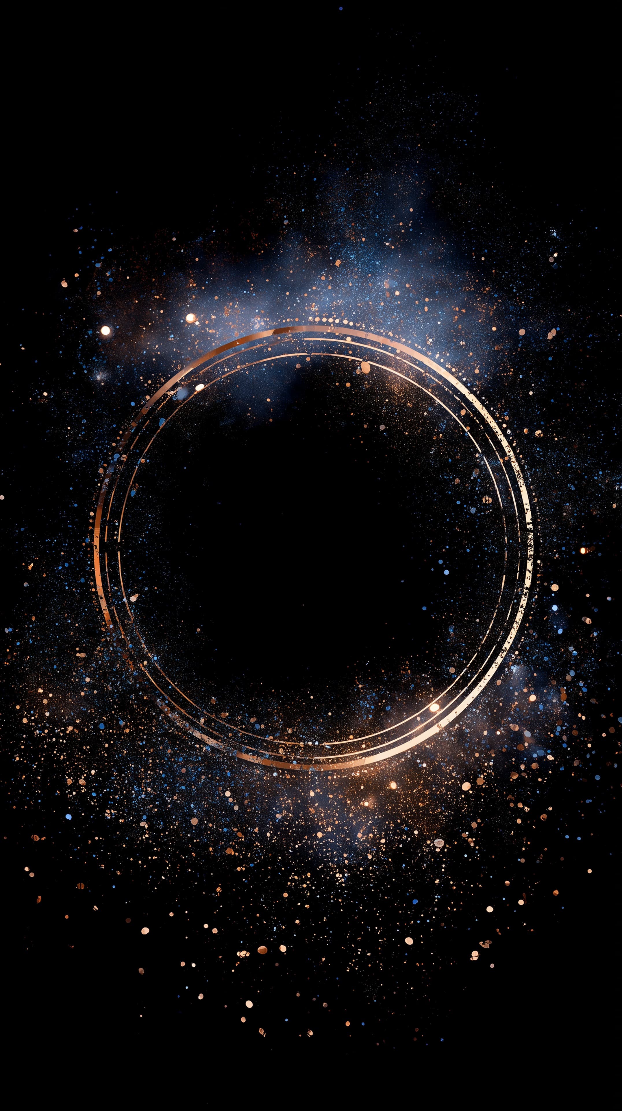 Golden Ring Cosmic Void: Abstract Space Ring Wallpaper - High Resolution abstract-art Wallpaper for Mobile and Desktop