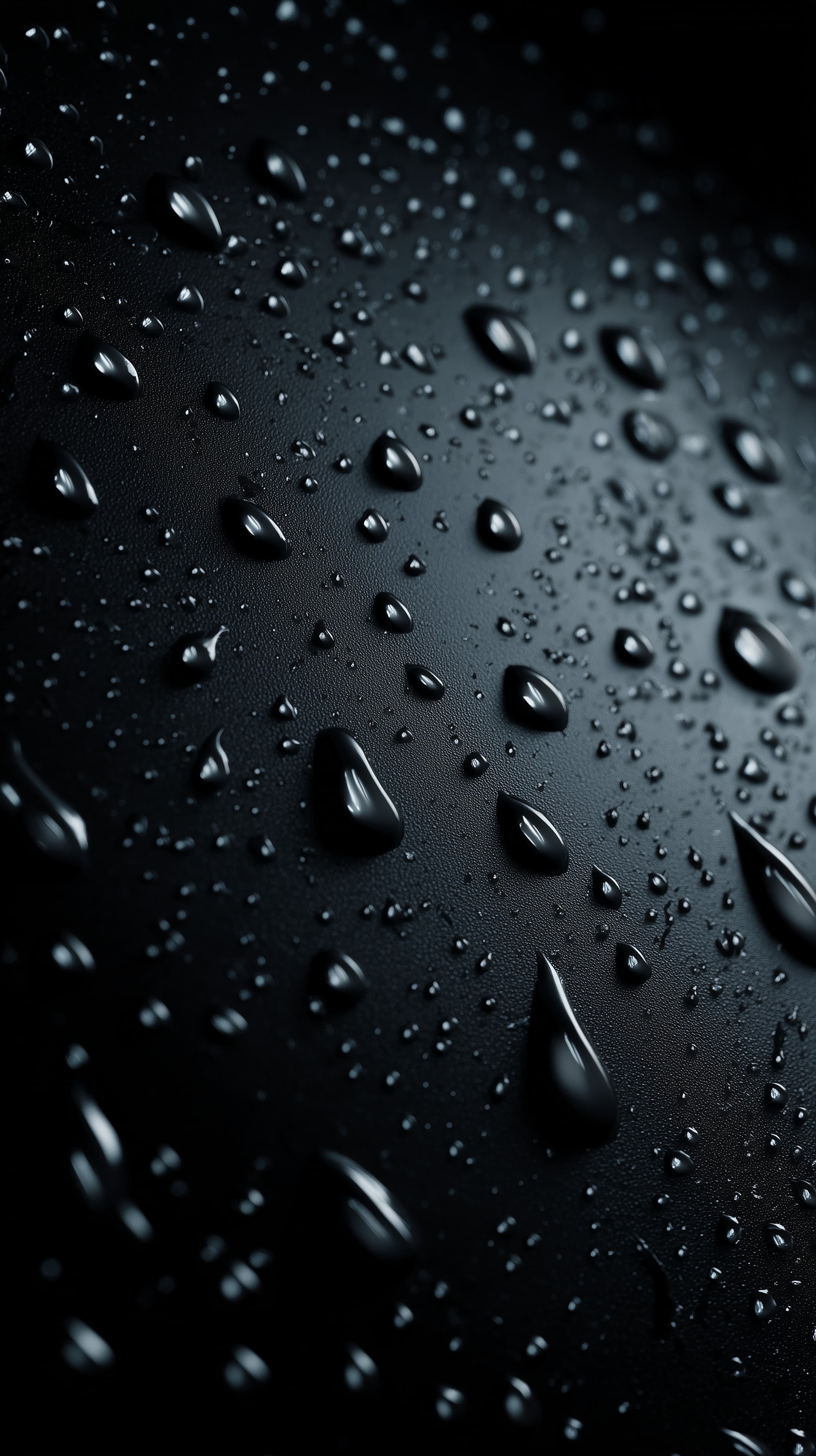 Moody Macro Water Droplets on Dark Textured Surface - High Resolution abstract Wallpaper for Mobile and Desktop
