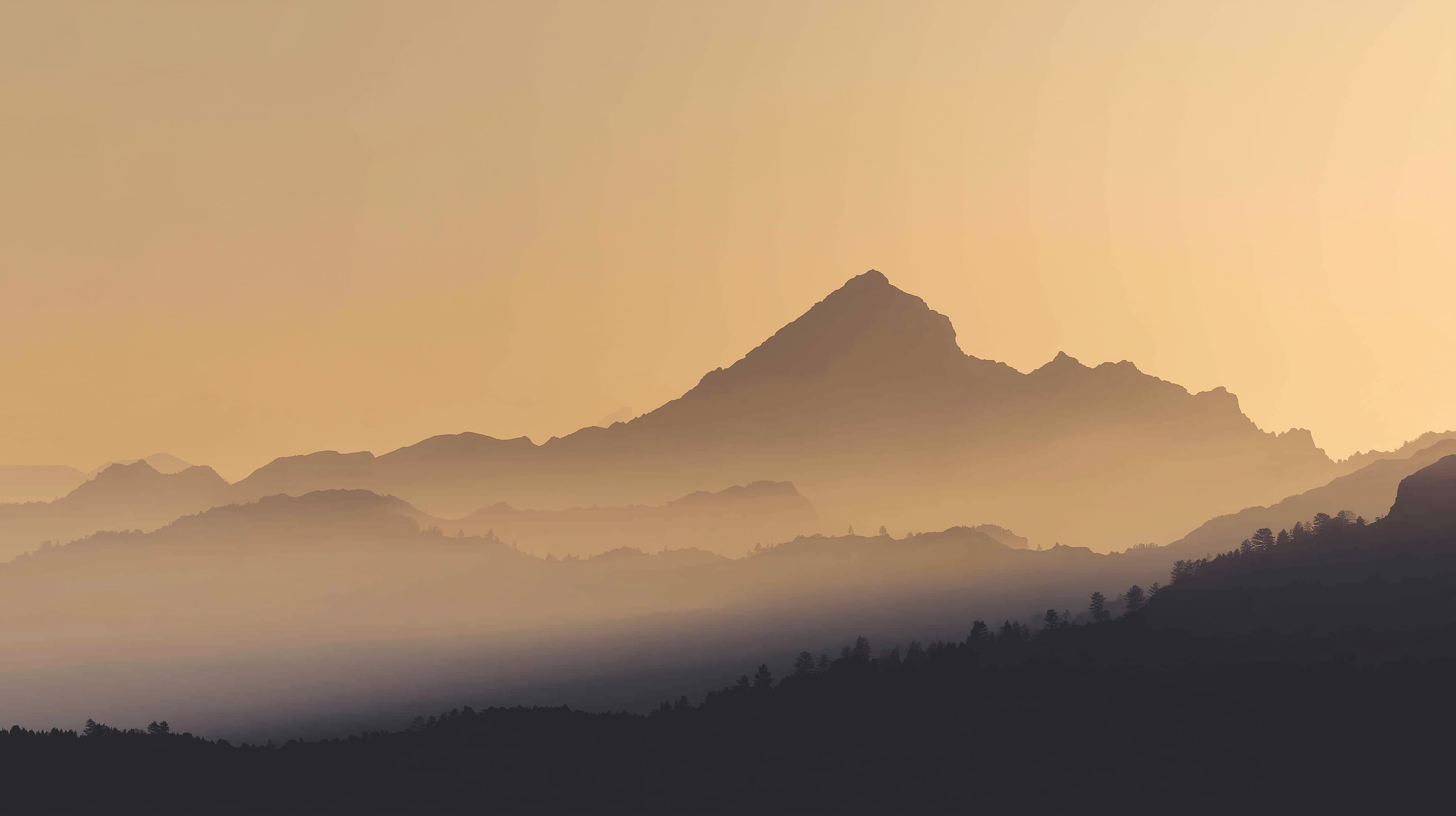Golden Sunrise Mountain Range - Misty Landscape Wallpaper - High Resolution mountains Wallpaper for Mobile and Desktop