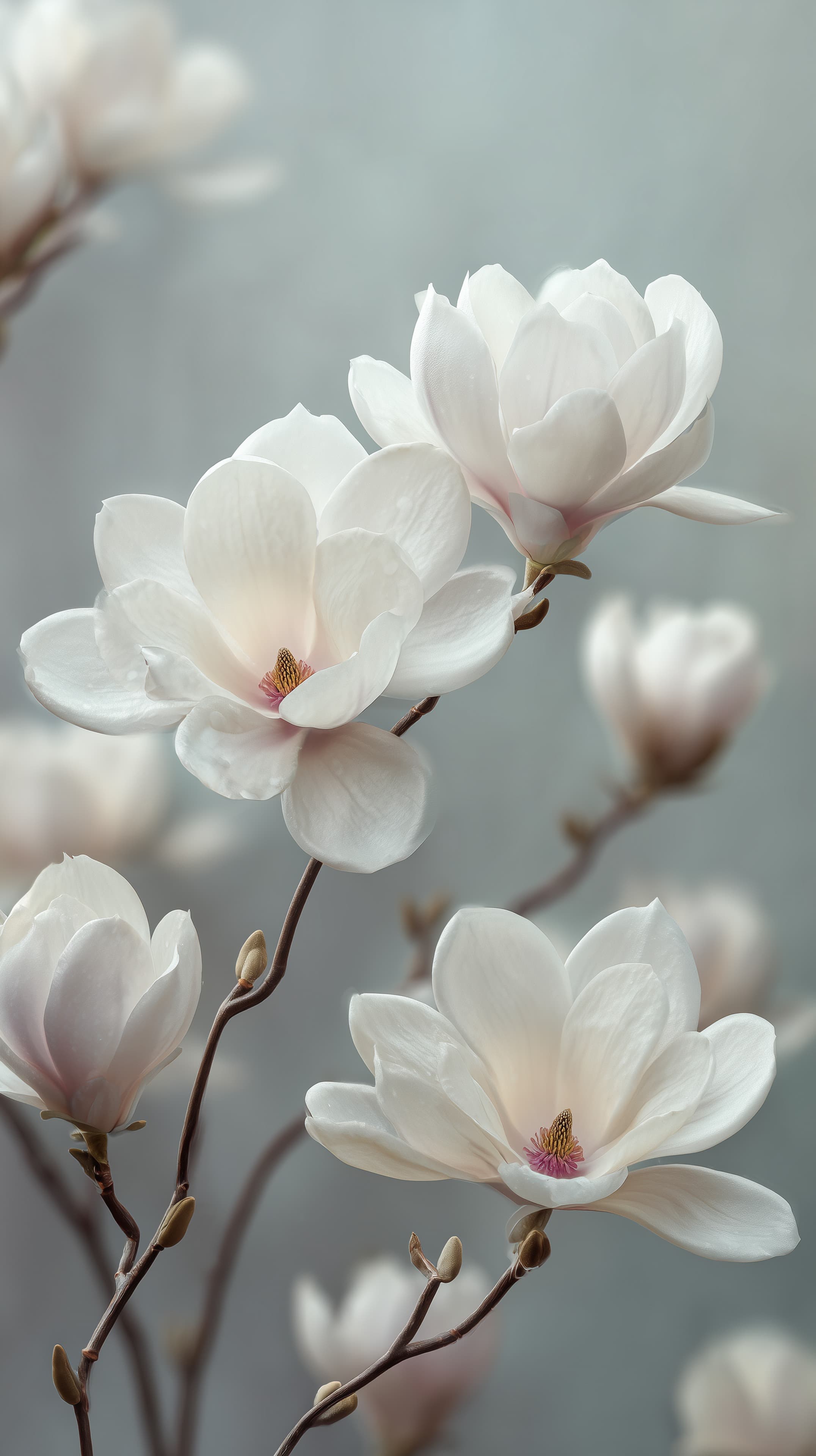 Soft White Magnolia Flowers — Elegant Floral Wallpaper - High Resolution botanical-art Wallpaper for Mobile and Desktop