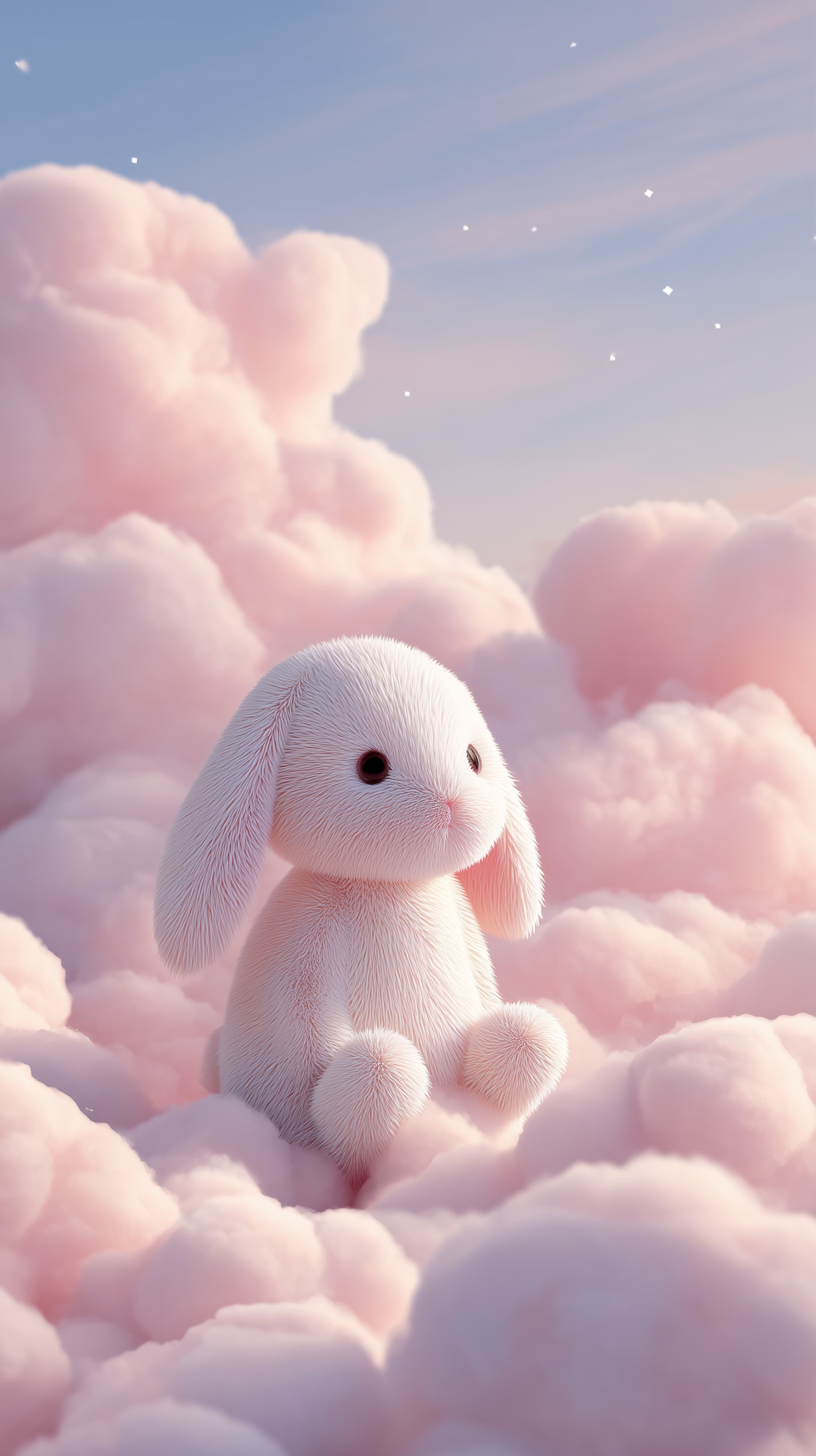 Pastel Bunny in Dreamy Pink Clouds Wallpaper with Soft Lighting - High Resolution bunny Wallpaper for Mobile and Desktop