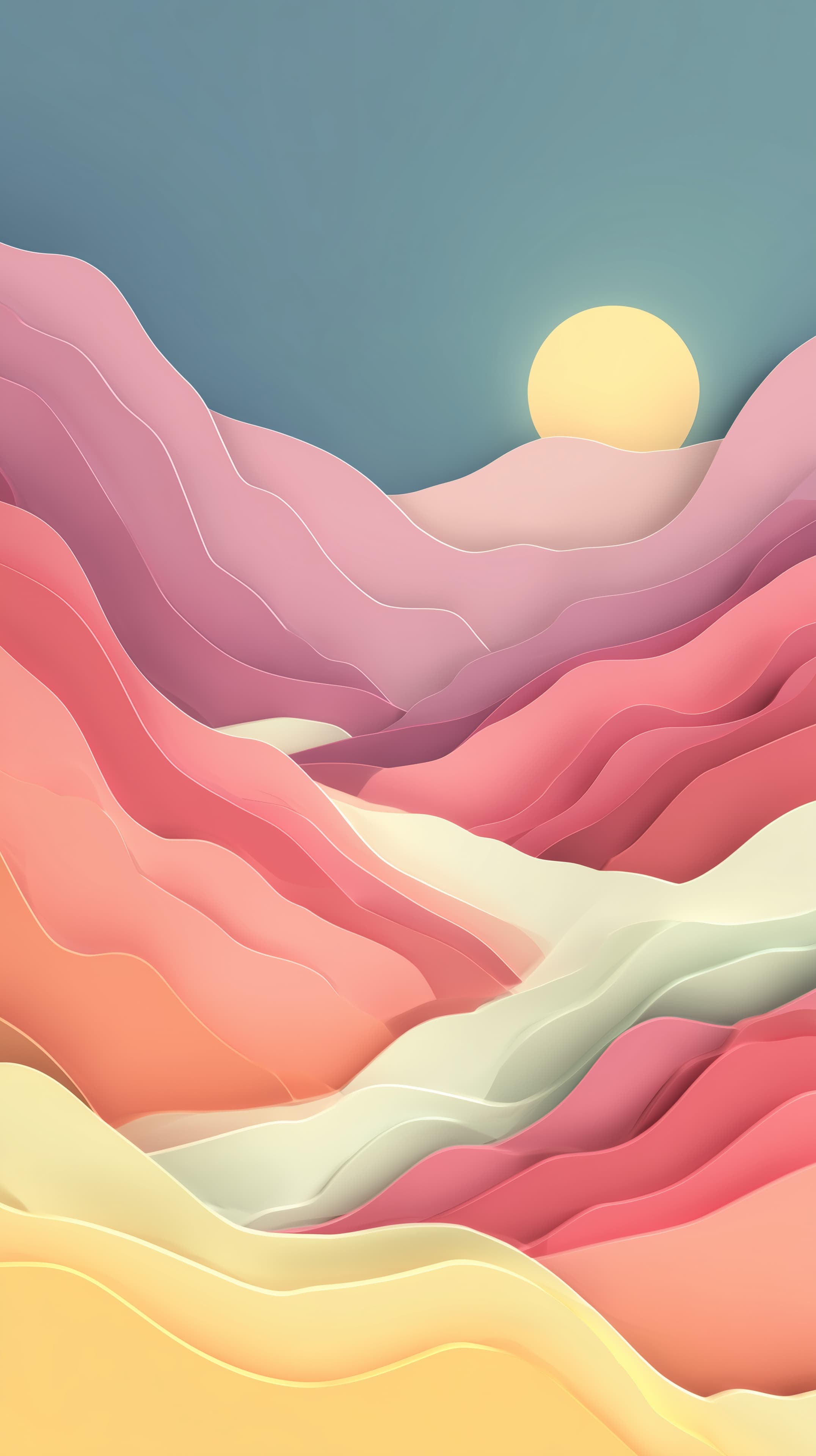 Dreamy Pink Horizon: Abstract Layered Landscape Wallpaper - High Resolution abstract-landscape Wallpaper for Mobile and Desktop