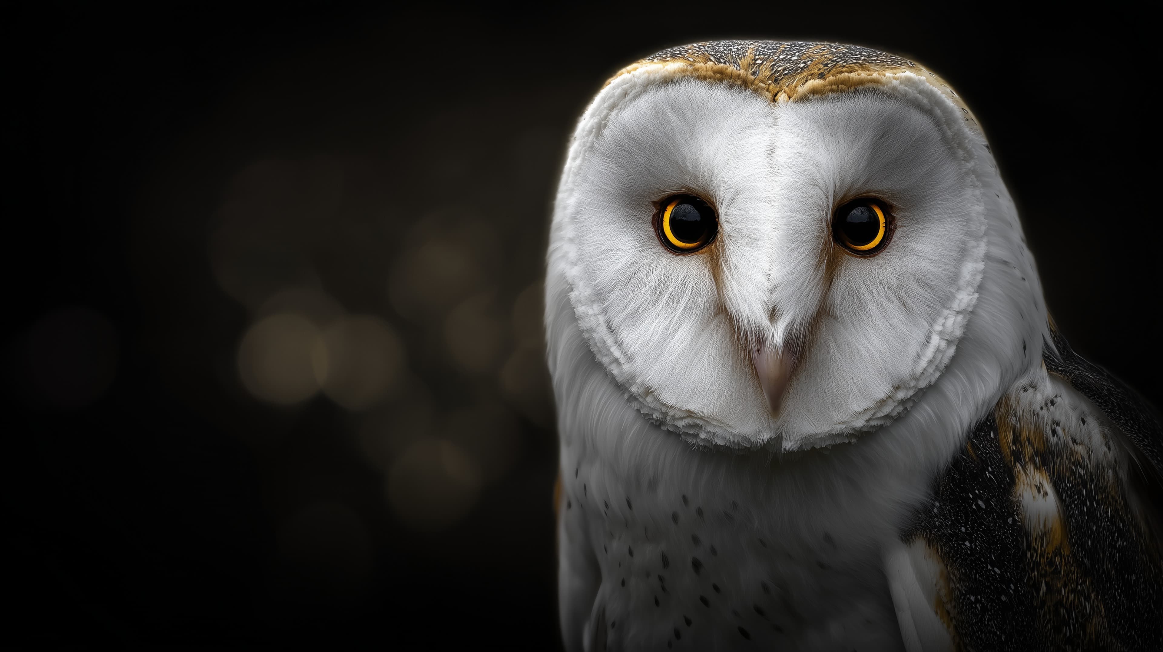 Stunning White-Faced Owl Portrait on Dark Background - High Resolution owl Wallpaper for Mobile and Desktop
