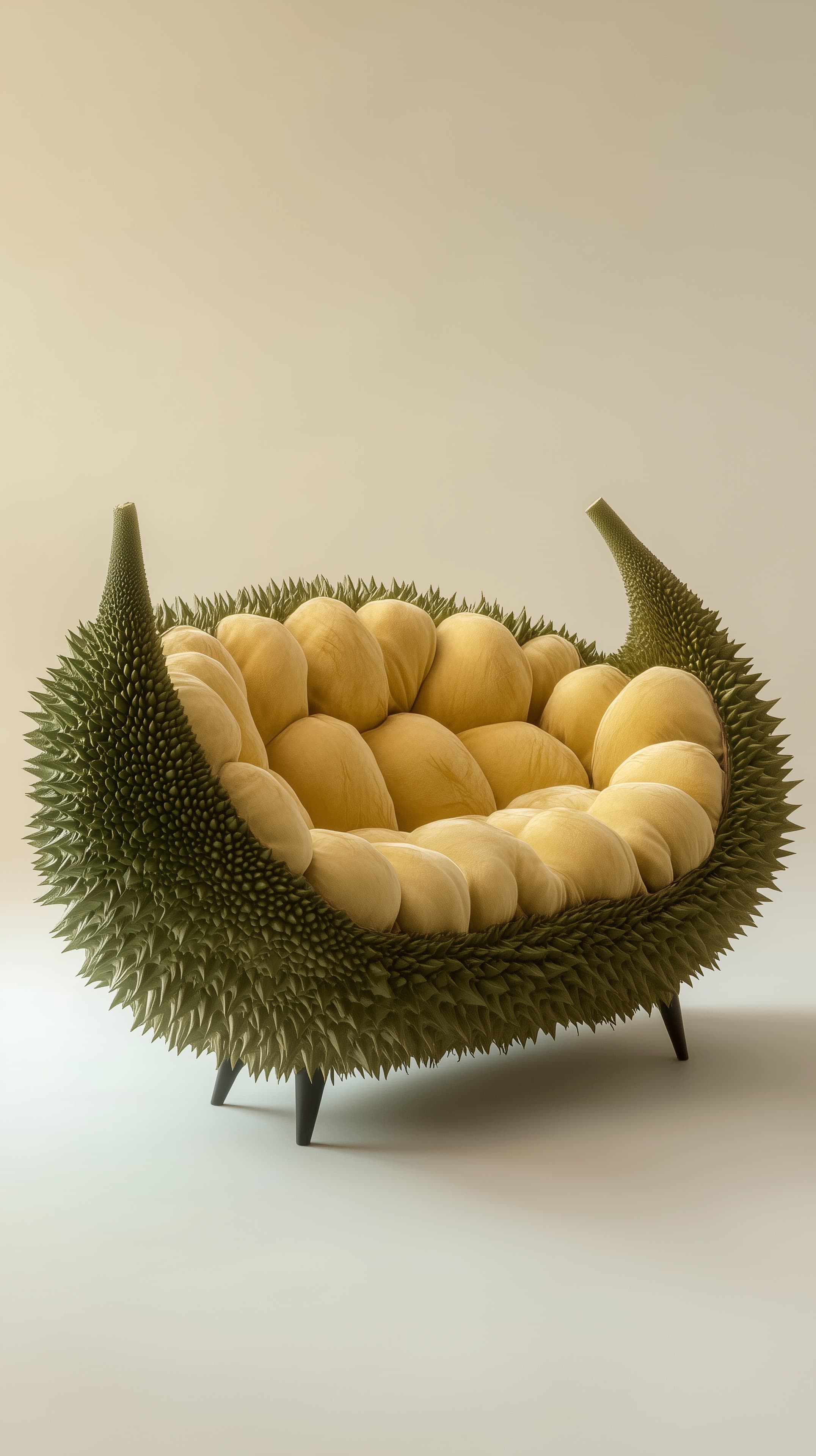 Durian-Inspired Spiked Armchair: Surreal Modern Furniture - High Resolution armchair Wallpaper for Mobile and Desktop