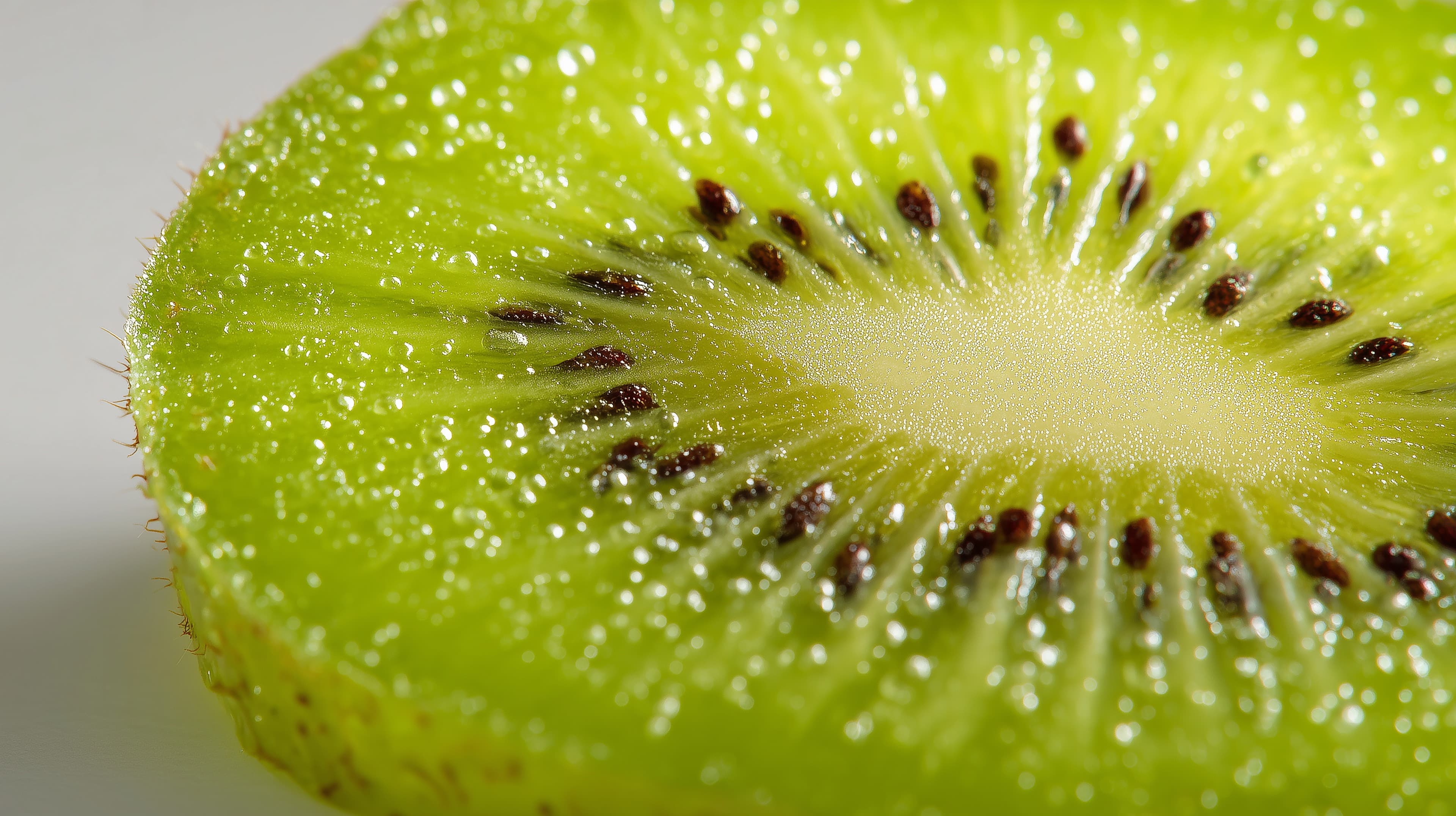 Vibrant Kiwi Slice Close-Up: Green Texture Wallpaper - High Resolution fruit Wallpaper for Mobile and Desktop