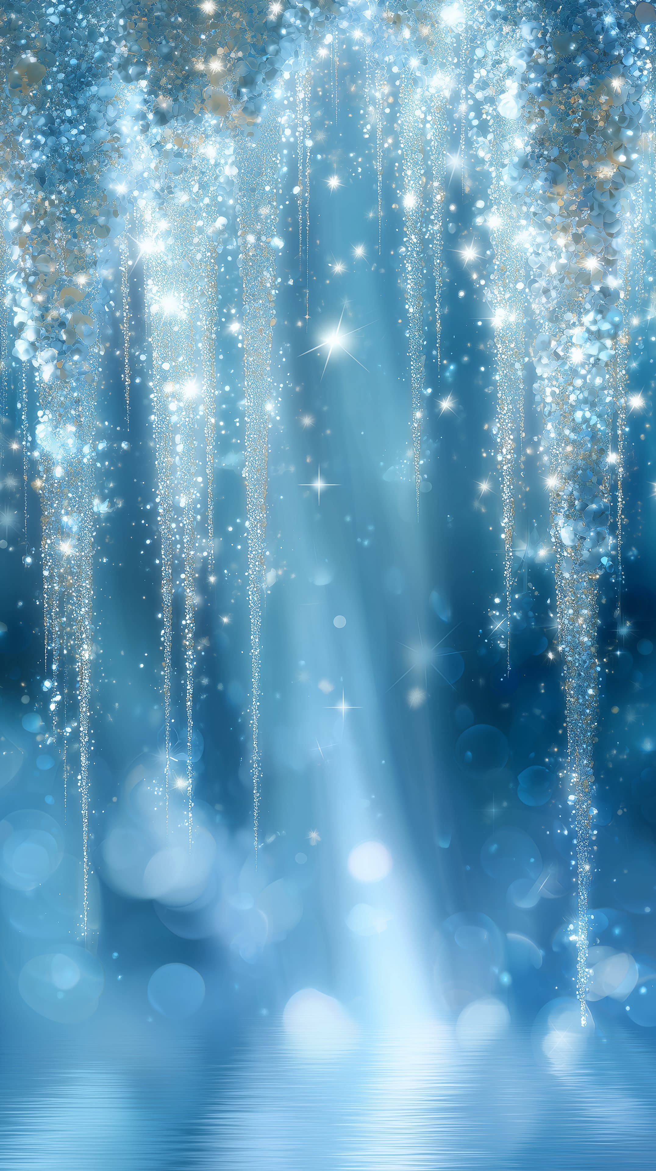 Blue Sparkling Waterfall Abstract Wallpaper with Bokeh Lights - High Resolution abstract Wallpaper for Mobile and Desktop