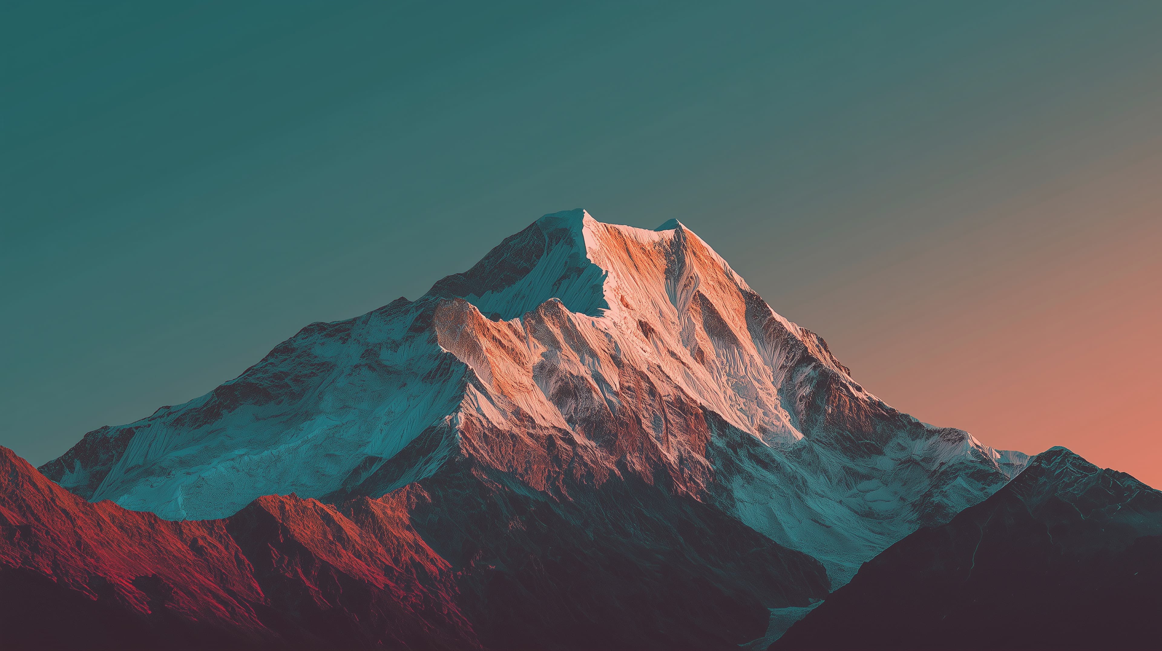 Majestic Snowy Mountain at Sunset - Vibrant Alpine Landscape - High Resolution alpine Wallpaper for Mobile and Desktop