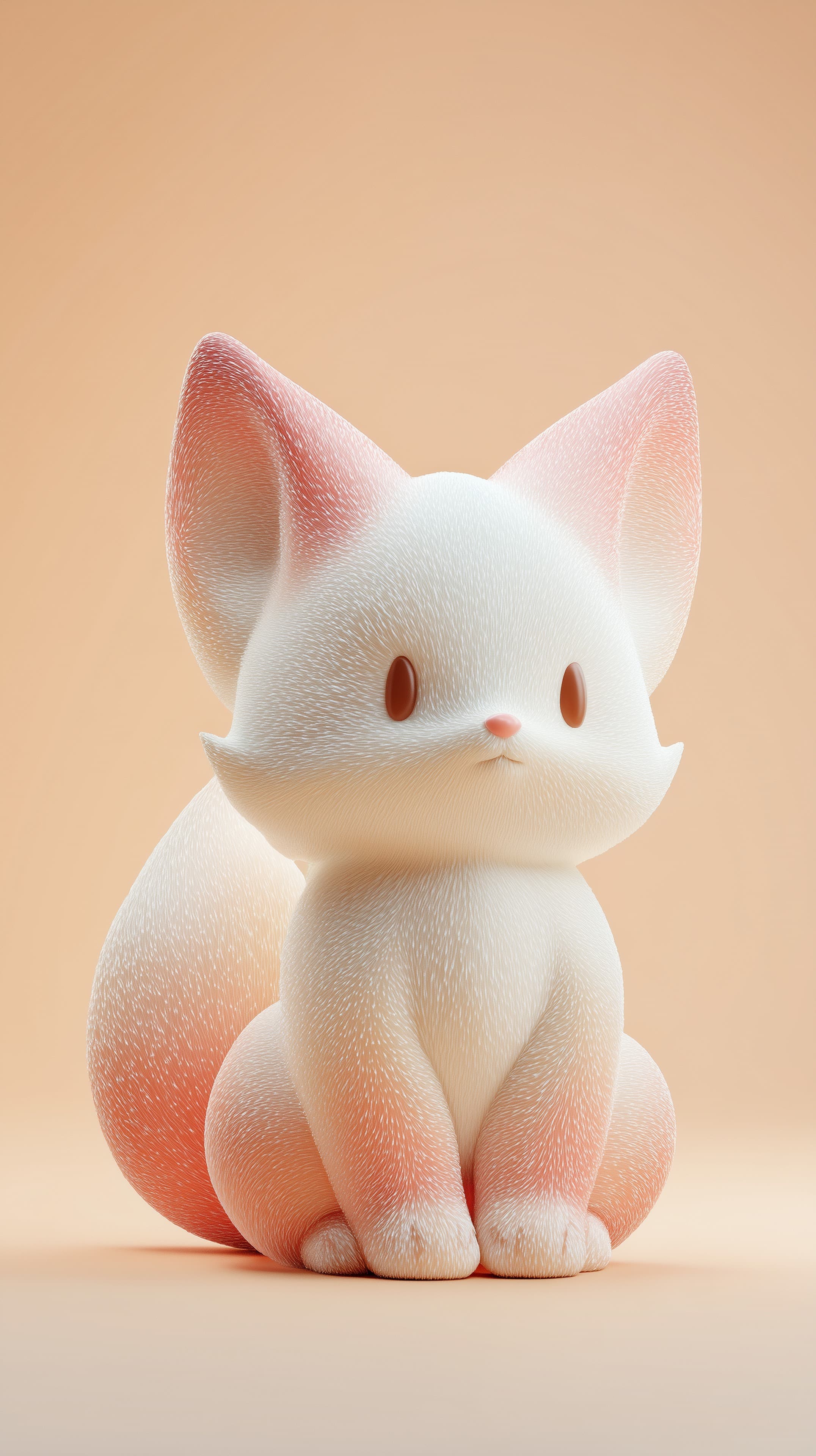 Adorable 3D kitten wallpaper in pastel peach tones - High Resolution 3d-illustration Wallpaper for Mobile and Desktop