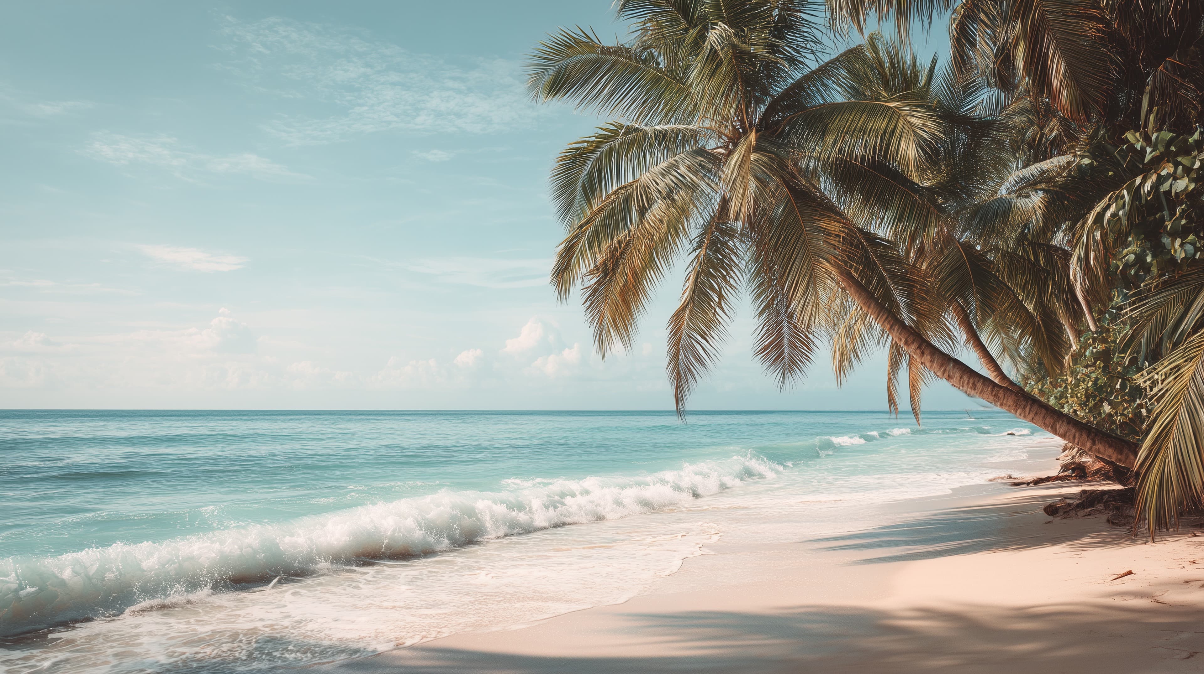 Tropical Beach Palm Trees and Turquoise Ocean Wallpaper - High Resolution beach Wallpaper for Mobile and Desktop