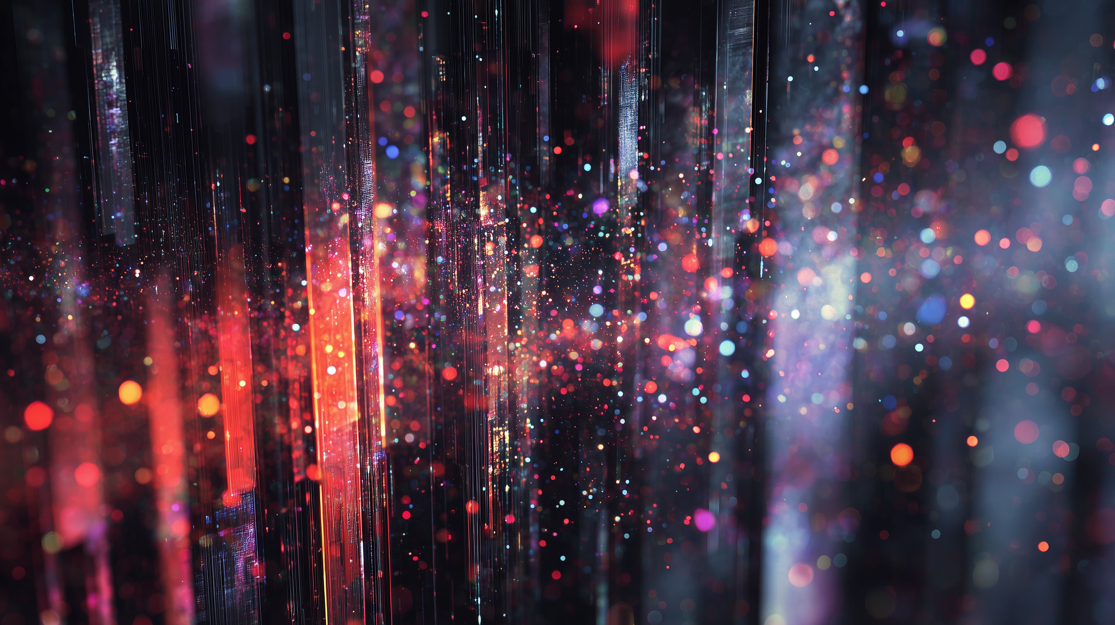 Abstract Neon Light Particles Wallpaper with Glowing Beams - High Resolution abstract-art Wallpaper for Mobile and Desktop